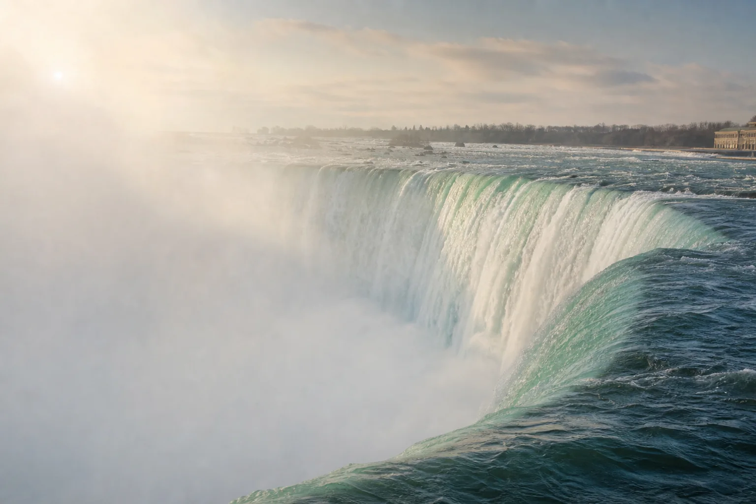 Horseshoe Falls at Niagara Falls in soft morning light