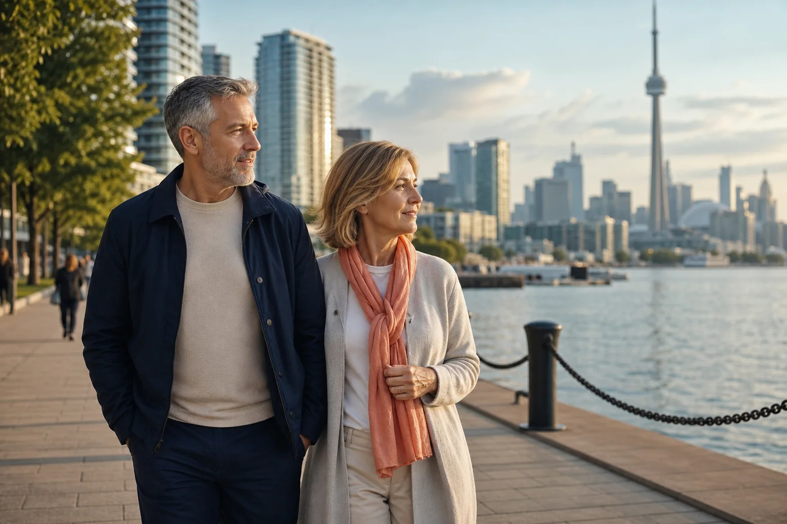 Visitors exploring the Toronto waterfront